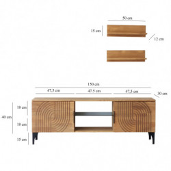 Mueble TV con estante Lidya roble Practica Hogar