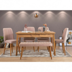 Set mesa comedor extensible y sillas (6 piezas) Santiago pino atlántico Practica Hogar