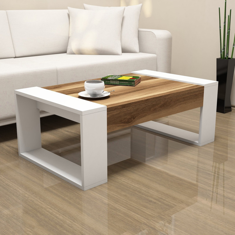 Mesa de centro Venüs blanco nogal Practica Hogar Mesa de centro Venüs blanco nogal Practica Hogar