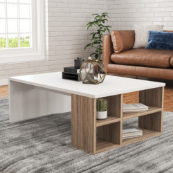 Mesa de centro Defne blanco madera natural Practica Hogar