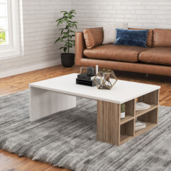 Mesa de centro Defne blanco madera natural Practica Hogar