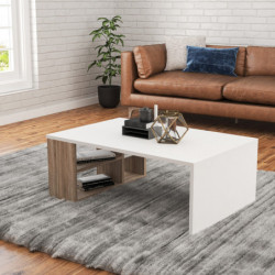 Mesa de centro Defne blanco madera natural Practica Hogar