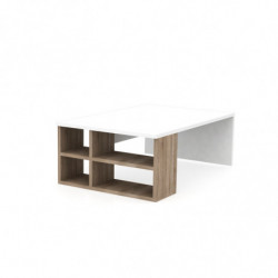 Mesa de centro Defne blanco madera natural Practica Hogar