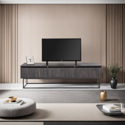 Mueble TV Kordon 180 negro marrón oscuro Practica Hogar