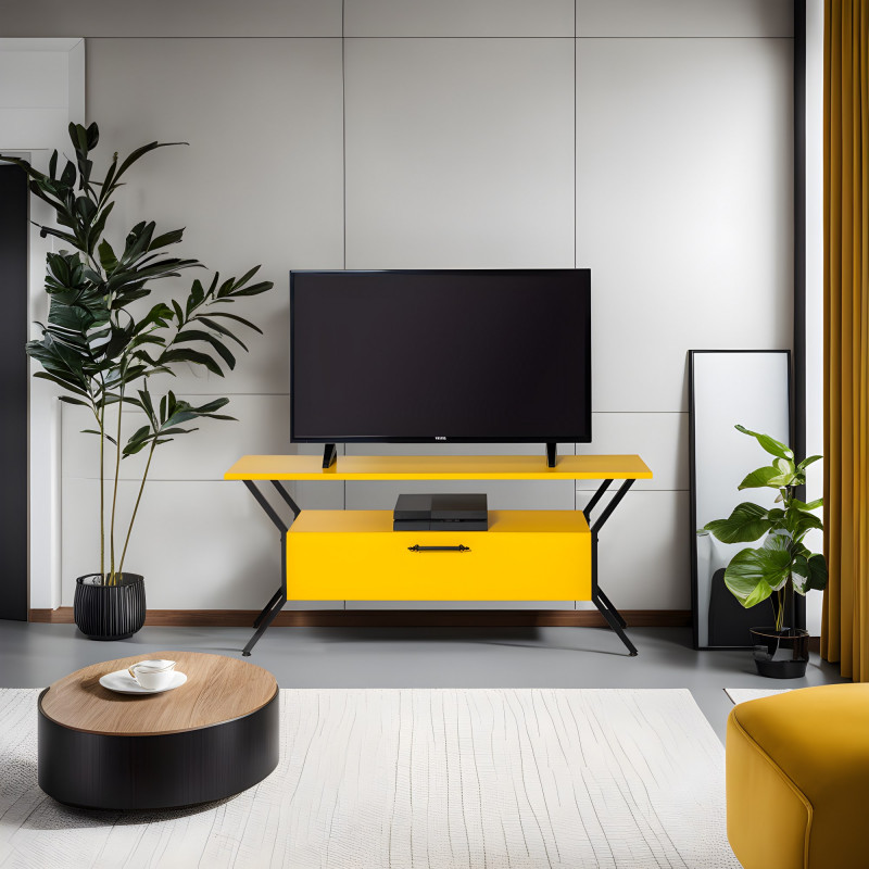 Mueble TV Tarz negro amarillo Practica Hogar Mueble TV Tarz negro amarillo Practica Hogar