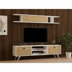 Mueble TV con estante italo pino blanco Practica Hogar