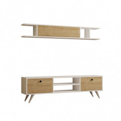 Mueble TV con estante italo pino blanco Practica Hogar
