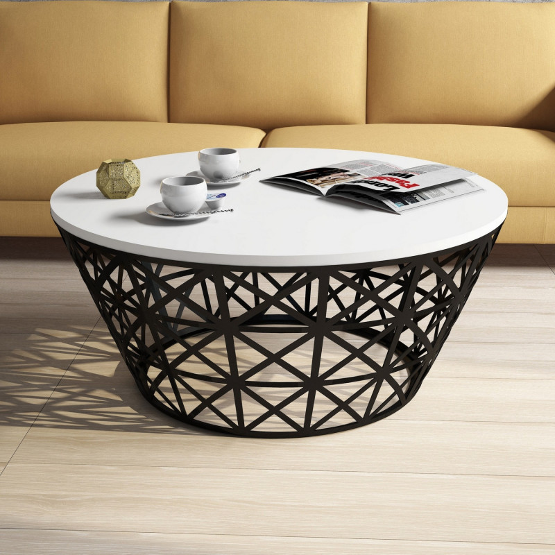 Mesa de centro Stil Metal Ferforje blanco negro Practica Hogar Mesa de centro Stil Metal Ferforje blanco negro Practica Hogar