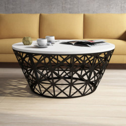 Mesa de centro Stil Metal Ferforje blanco negro Practica Hogar