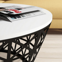 Mesa de centro Stil Metal Ferforje blanco negro Practica Hogar