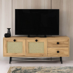 Mueble TV Hapsiyas 140 roble negro Practica Hogar