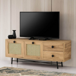 Mueble TV Hapsiyas 140 roble negro Practica Hogar