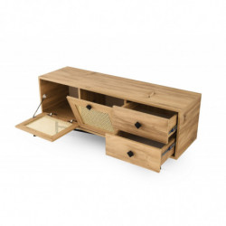 Mueble TV Hapsiyas 140 roble negro Practica Hogar