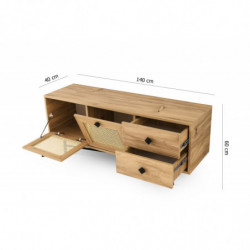 Mueble TV Hapsiyas 140 roble negro Practica Hogar