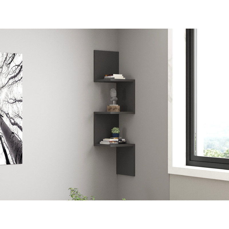Estante de pared Zik Zak antracita Practica Hogar Estante de pared Zik Zak antracita Practica Hogar