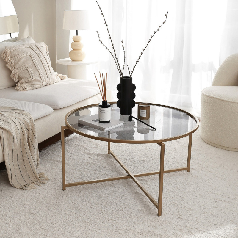 Mesa de centro Gold Sun S404F humo oro Practica Hogar