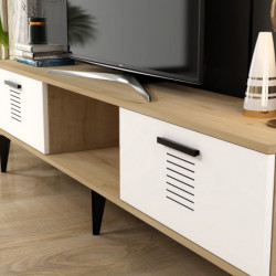Mueble TV Asimo Roble Zafiro Blanco Practica Hogar