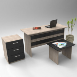 Conjunto de muebles de oficina VO9-OB roble negro Practica Hogar