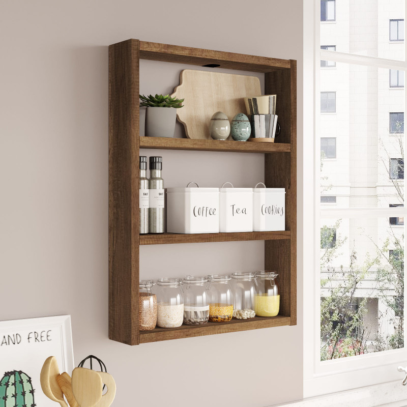 Estante de pared PR1-BR nogal Practica Hogar Estante de pared PR1-BR nogal Practica Hogar