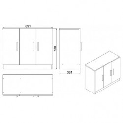 Mueble auxiliar Vario E antracita nogal Practica Hogar