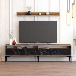 Mueble TV con estante istanbul negro nogal Practica Hogar