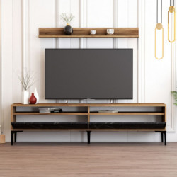 Mueble TV con estante istanbul negro nogal Practica Hogar