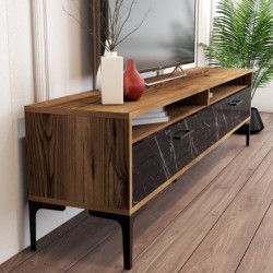 Mueble TV con estante istanbul negro nogal Practica Hogar
