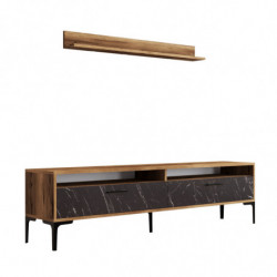 Mueble TV con estante istanbul negro nogal Practica Hogar