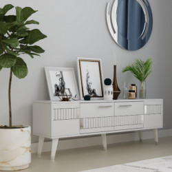 Mueble TV Moda Blanco Plata Practica Hogar