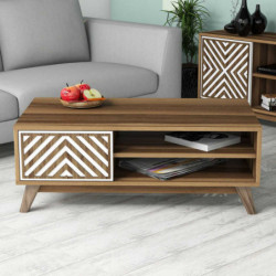 Mesa de centro İnci blanco nogal Practica Hogar