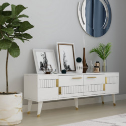 Mueble TV Moda Blanco Oro Practica Hogar