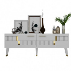 Mueble TV Moda Blanco Oro Practica Hogar