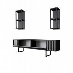 Mueble TV con estante Chrome Line antracita negro Practica Hogar