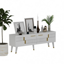Mueble TV Moda Blanco Oro Practica Hogar