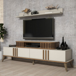 Mueble TV con estante Eylül crema Practica Hogar