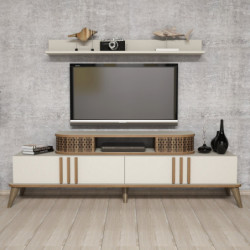 Mueble TV con estante Eylül crema Practica Hogar