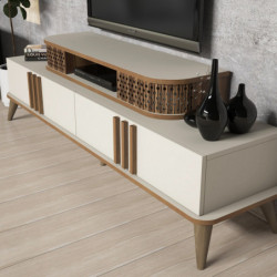 Mueble TV con estante Eylül crema Practica Hogar