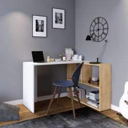 Escritorio de estudio Massası L159 roble blanco Practica Hogar