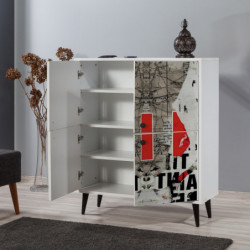 Mueble auxiliar Multilüx Article gris rojo negro blanco Practica Hogar