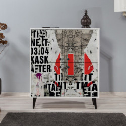 Mueble auxiliar Multilüx Article gris rojo negro blanco Practica Hogar