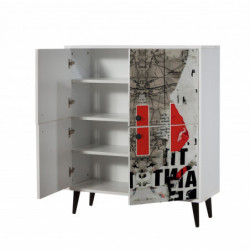 Mueble auxiliar Multilüx Article gris rojo negro blanco Practica Hogar