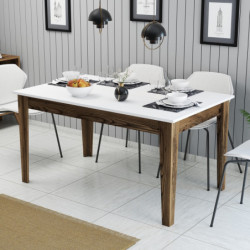 Mesa comedor Milan 514 blanco nogal Practica Hogar