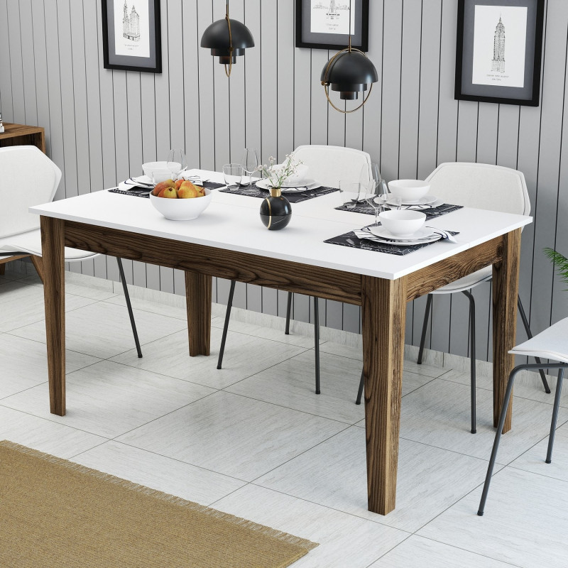 Mesa comedor Milan 514 blanco nogal Practica Hogar Mesa comedor Milan 514 blanco nogal Practica Hogar