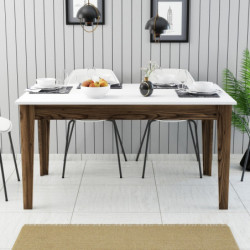 Mesa comedor Milan 514 blanco nogal Practica Hogar