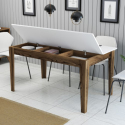 Mesa comedor Milan 514 blanco nogal Practica Hogar