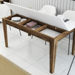 Mesa comedor Milan 514 blanco nogal Practica Hogar