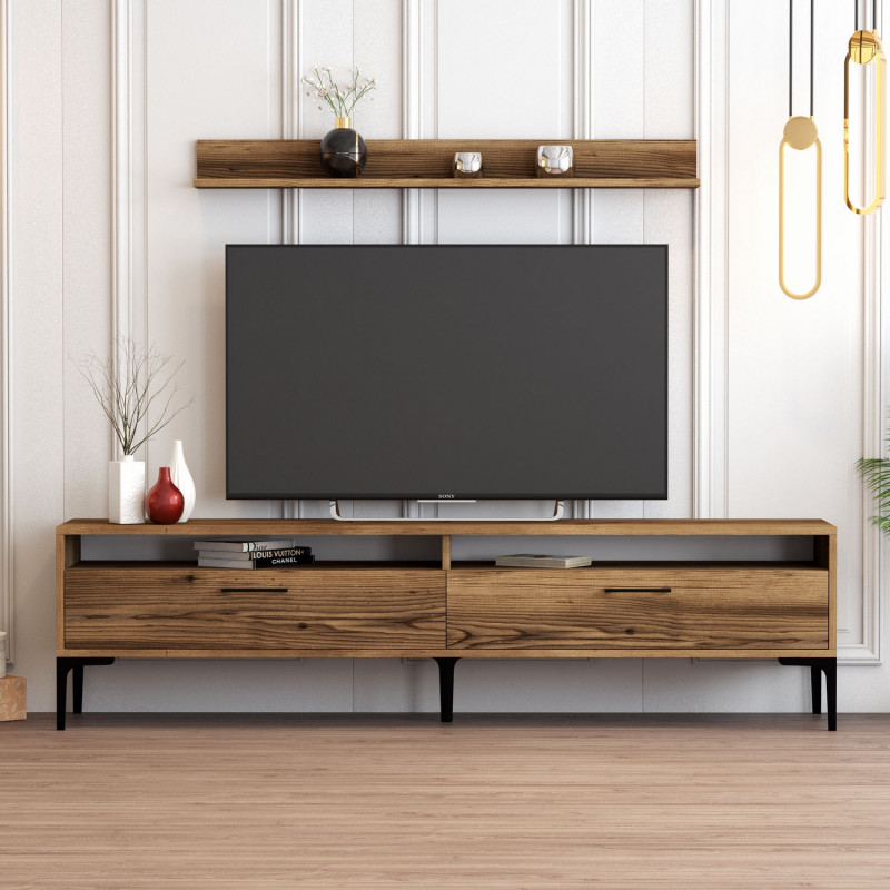 Mueble TV con estante istanbul nogal Practica Hogar Mueble TV con estante istanbul nogal Practica Hogar