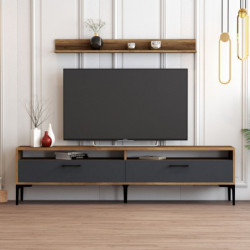 Mueble TV con estante istanbul antracita nogal Practica Hogar