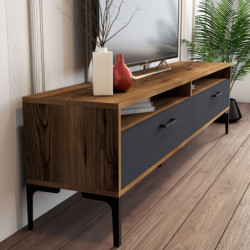 Mueble TV con estante istanbul antracita nogal Practica Hogar