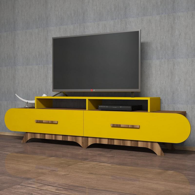 Mueble TV Flora amarillo nogal Practica Hogar Mueble TV Flora amarillo nogal Practica Hogar